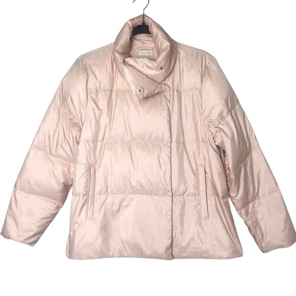 Garnet Hill Cropped Packable Down Jacket Lightweight Puffer Coat Pink Size Large - Picture 1 of 9